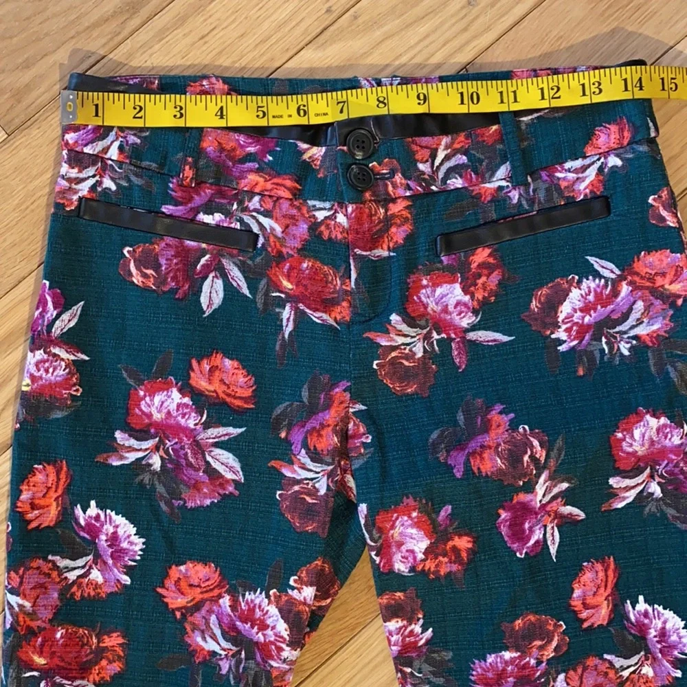 Anthropologie Cartonnier Charlie Ankle Pant Crop in Green with florals size 2 - Picture 11 of 16